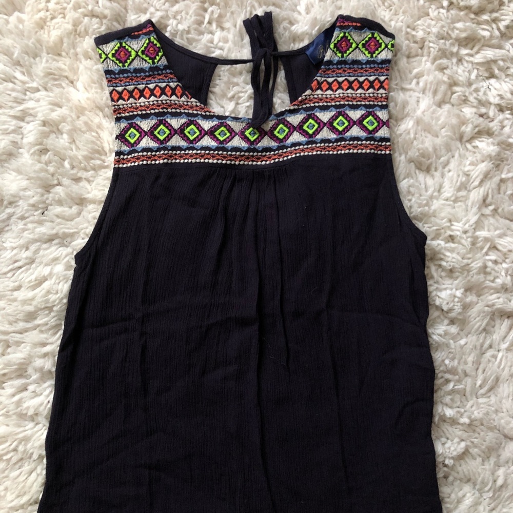 blue rain embroidered tank top